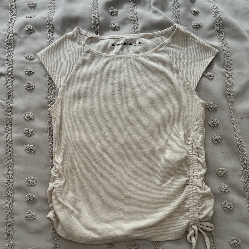 Cream Ruched Sleeveless Top